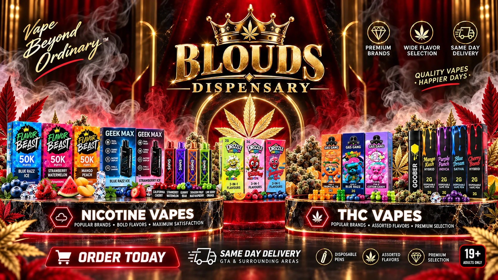 Blouds Dispensary in Brampton — nicotine vapes and THC vapes
